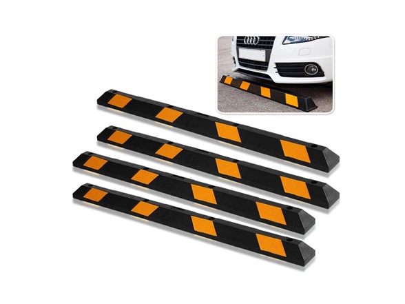 Zone Tech Large Heavy Duty Rubber Parking Curb 4Pk
