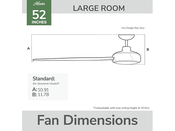 Hunter Fan 52 inch Ceiling Fan with Light, Matte Blk