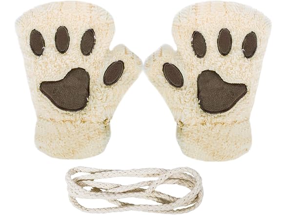2 Pairs Womens Cat Paw Gloves Winter