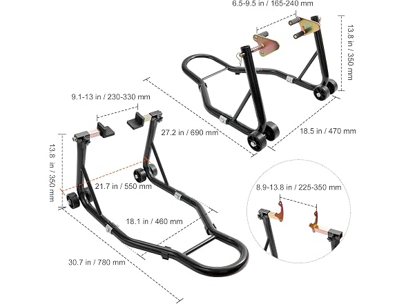 Motorcycle Stand Lift, 850lbs Front Rear Combo