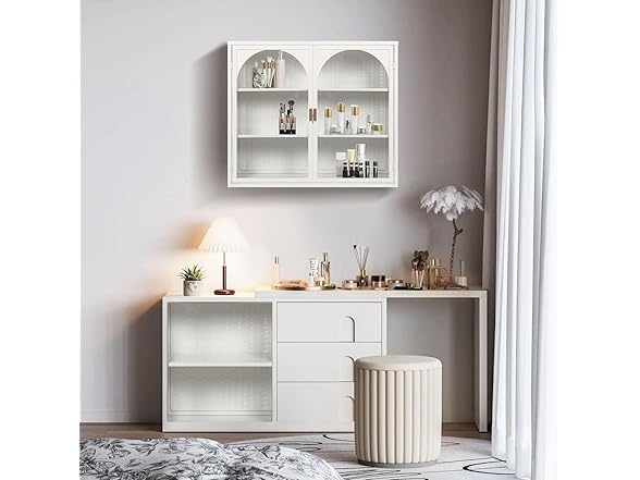 SPOFLYINN 27.56" Glass Door Wall Cabinet