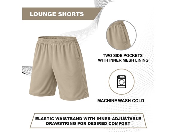3Pk Or 5Pk Mens Poly Tech Lounge Shorts