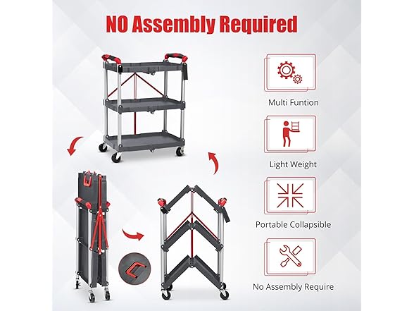 YardYonder 3-Tier Folding Utility Cart