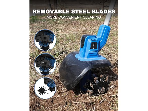 LUXTER Cordless Tiller 300RPM 2x4Ah
