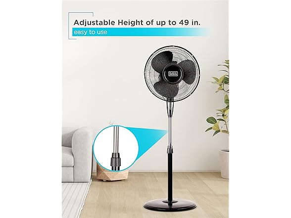 BLACK+DECKER Stand Fan 16in Black