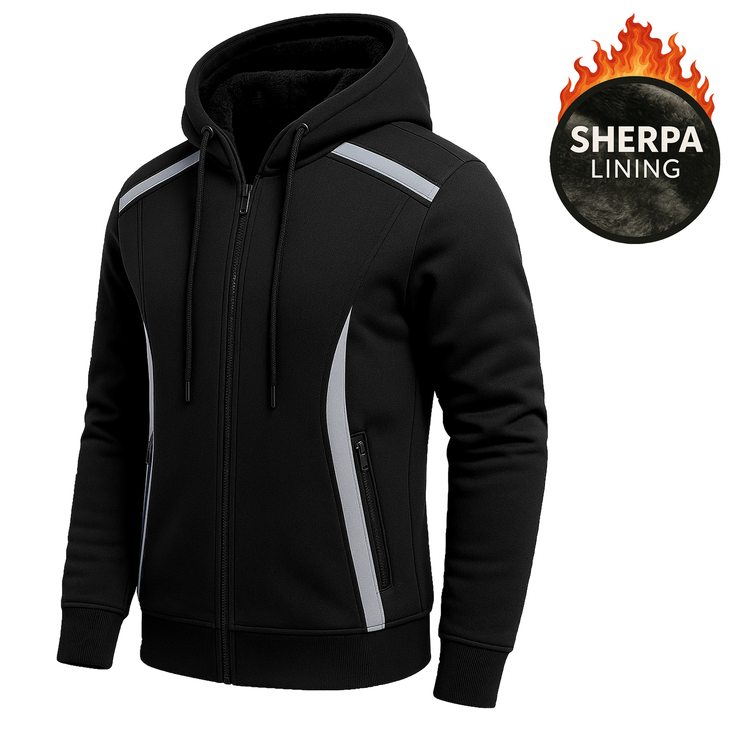 Men's Sherpa Reflective Tech Zip Hoodies - Gallery 23