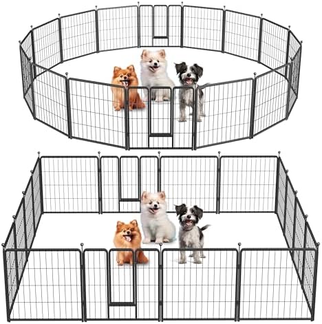 InfiniPower Dog Playpen for Yard, RV, Camping, 24 Inch 16 Panels Play Pen Indoor, Heavy Duty Indoor Outdoor Exercise Dog Pen for Puppies/Small Dogs, Black