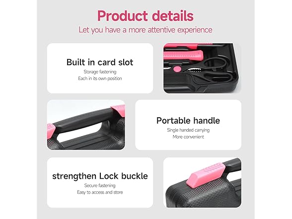 39Pc Household Tool Set Pink Women