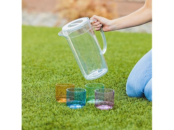 BUILT Acrylic Lagoon Pitcher With 4 Stackable Tumblers