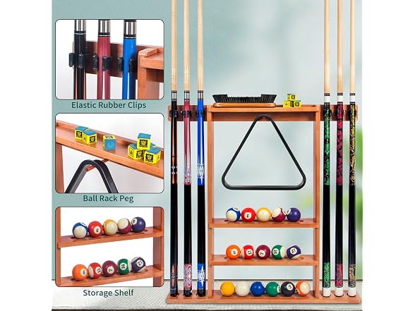 Pool Stick Holder, Wall Mount Pool Cue Rack 