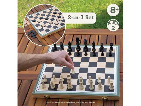 Campfire Games 2-in-1 Chess & Checkers Set