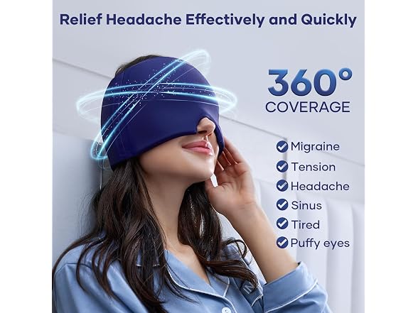 Qnoon Migraine Relief Cooling Gel Ice Head Wrap