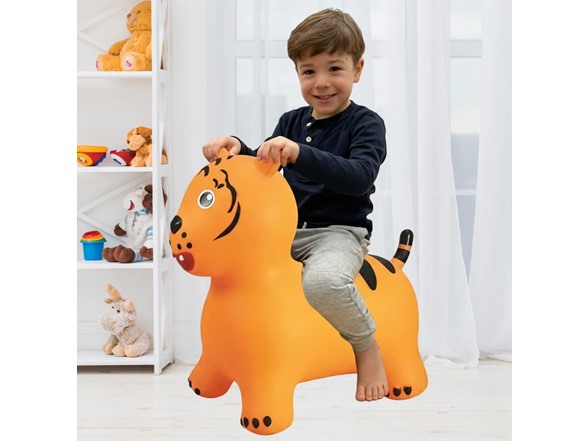 BounceZiez Inflatable Bouncy Ride-On Hopper - Orange Tiger