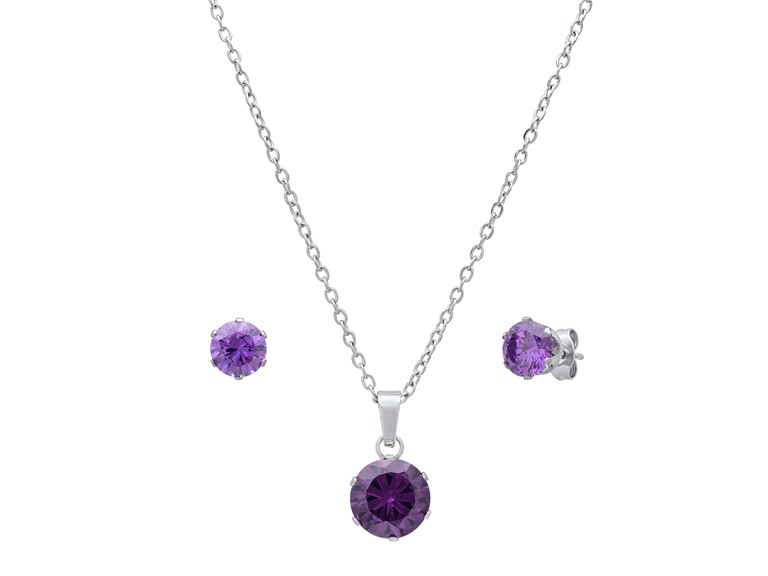 Purple Stone Necklace & Earring Set