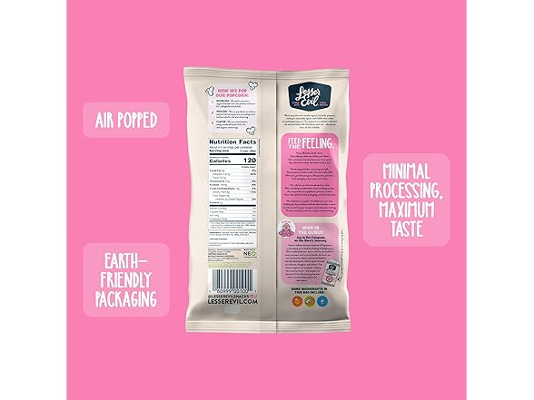 LesserEvil Popcorn, Himalayan Pink Salt, 4.6 Oz