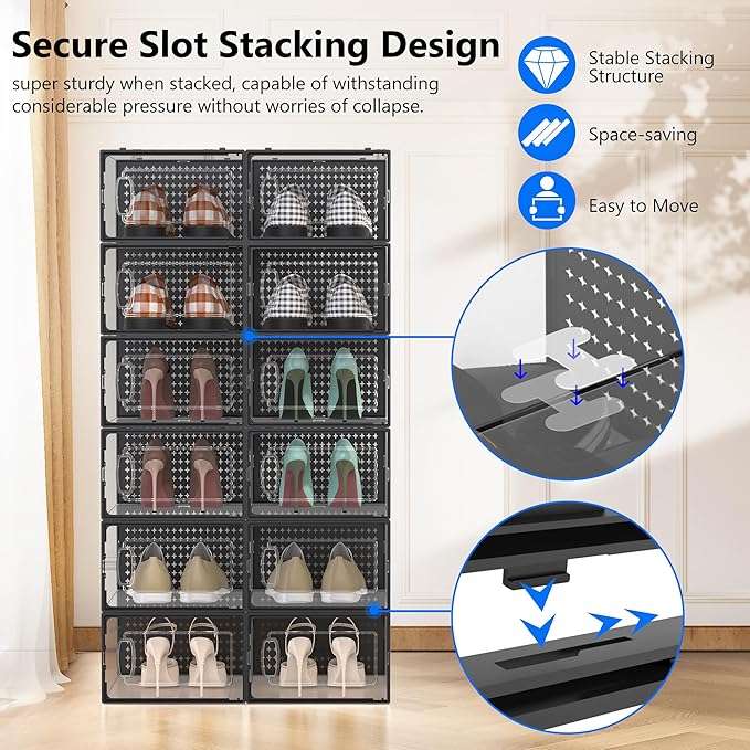 12-Pack Stackable Shoe Storage Boxes - Gallery 8
