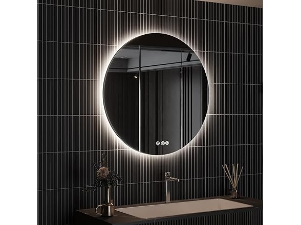 ROOMTEC 40" LED Round Mirror, Wall-Mounted,