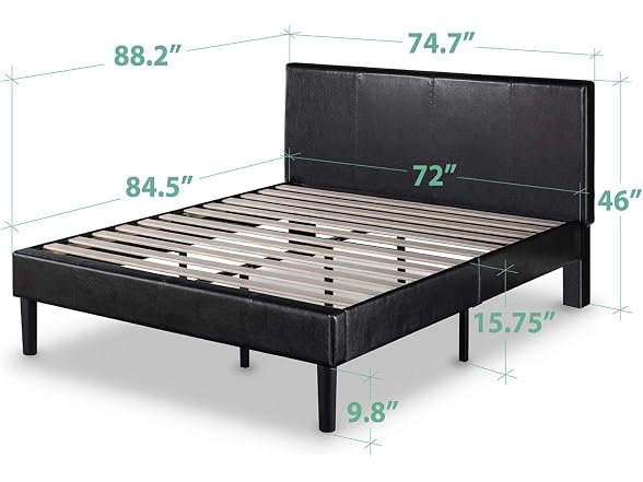 Zinus Gerard Faux Leather Upholstered Platform Bed Frame