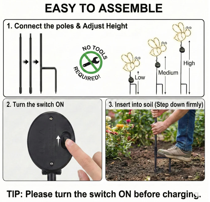 Touch Of ECO Solar Powered LED Garden Stake - Bee - Gallery 16