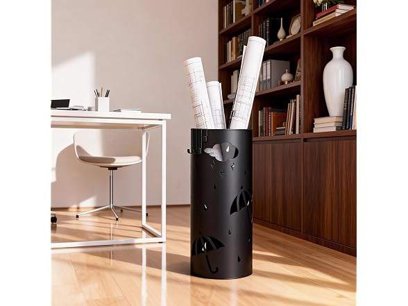 PrecisionAuto Spacious Black Metal Umbrella Stand 