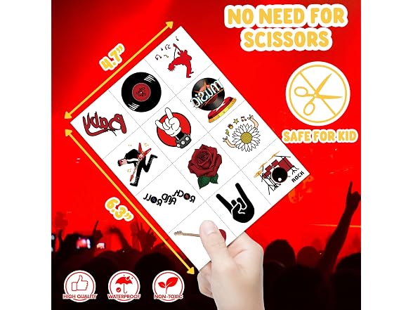 8 Sheets (96PCS) Rock N Roll Tattoos Te