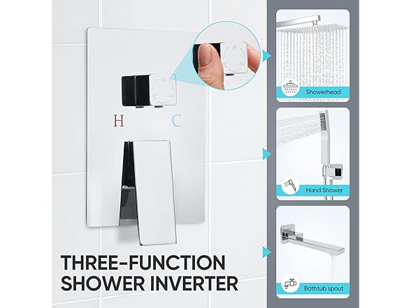 Dollate 10" Bathroom 3-Function Shower Faucet Set