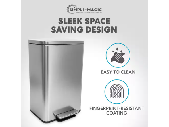 SIMPLI-MAGIC 50L Smudge Resistant Trash Can