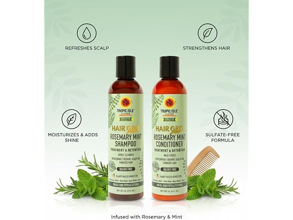 Tropic Isle Rosemary Mint Shampoo Set 5 Piece