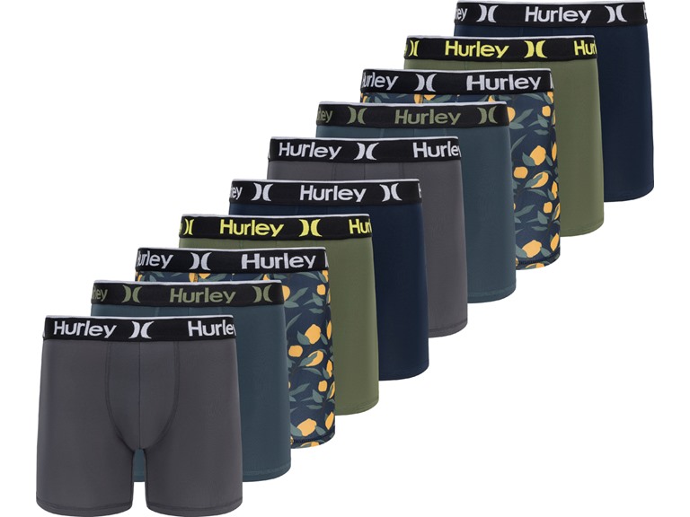 Hurley Men's 10 Pack Printed Boxer Briefs