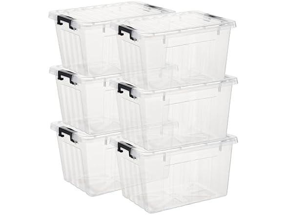 Cetomo 18Qt Lidded Stackable Storage Box, Pack of 6