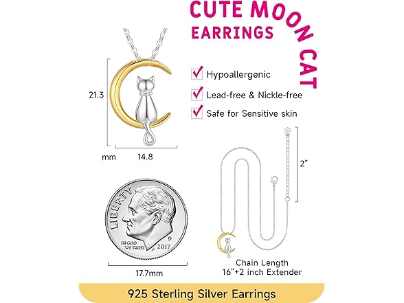 Just Being Cat Moon Necklace Daughter