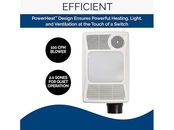 Broan 100HL Bathroom Fan, 100 CFM for 4" Ducts w/100W Max In (Open Box)