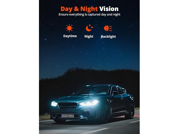 KUTYUUT Kingslim 4K Dash Cam Front and Rear with 64GB SD Card