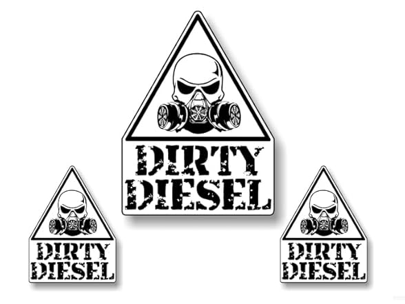 Caution Dirty Diesel Decal 3Pcs White