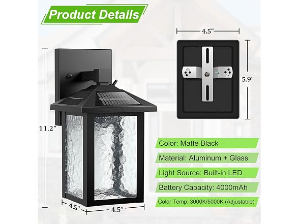 BesLowe Solar Wall Lights Outdoor - Gallery 6