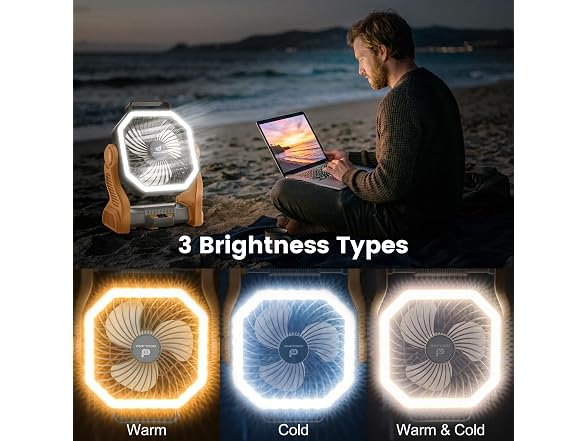 Odoland Brown Rechargeable Camping Fan