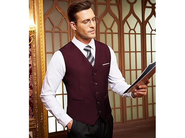 Coofandy Men (XL) Suit Vest Slim Business Vest