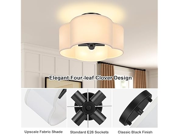 BesLowe 4-Light 14.4'' Semi Flush Mount Ceiling Light