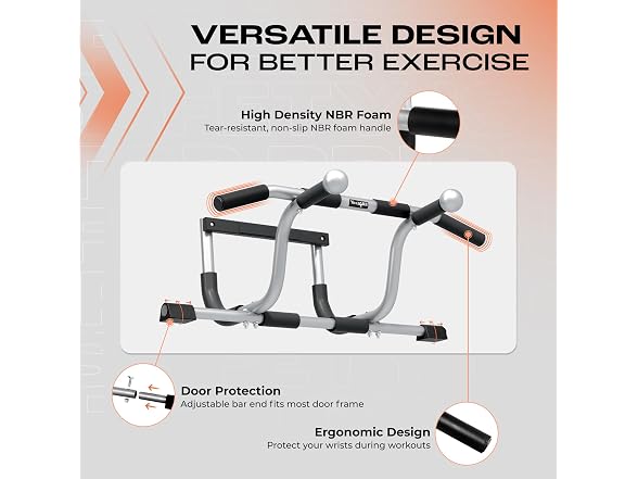Yes4All Door Pull Up Bar 300lb Gray