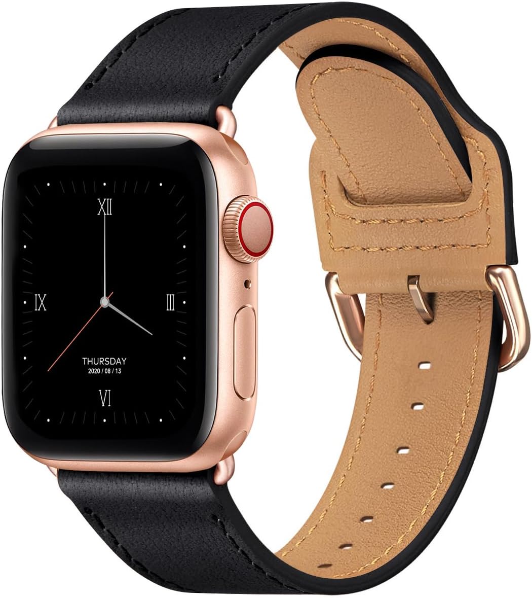 2 PK Leather Strap Band for Apple Watch - Gallery 4