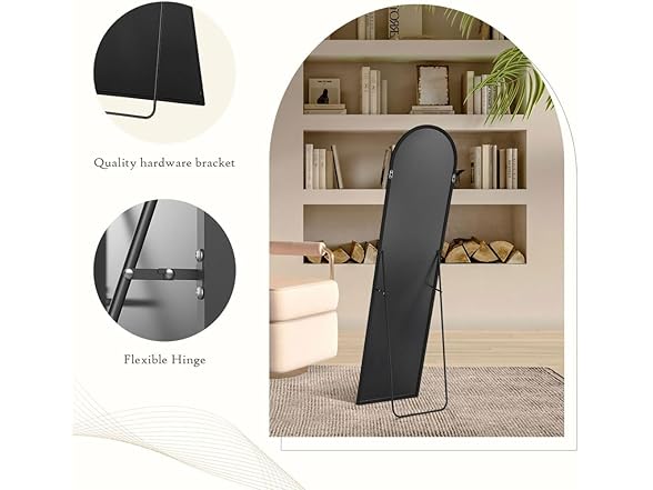Homee Arched Full Length Mirror, 59"x 16" Black