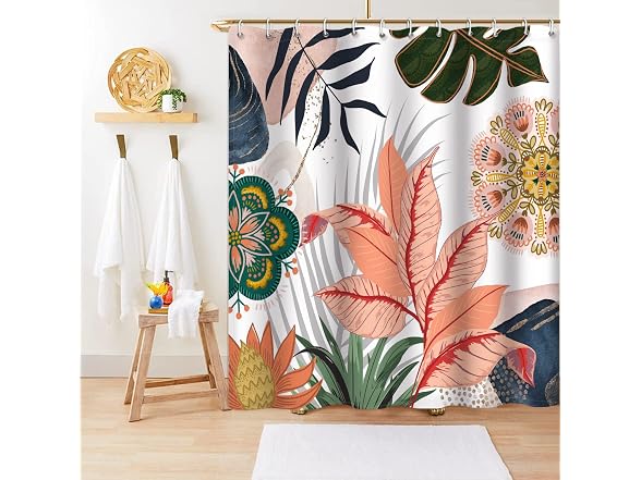 Yeele Boho Floral Shower Curt (71"x71")