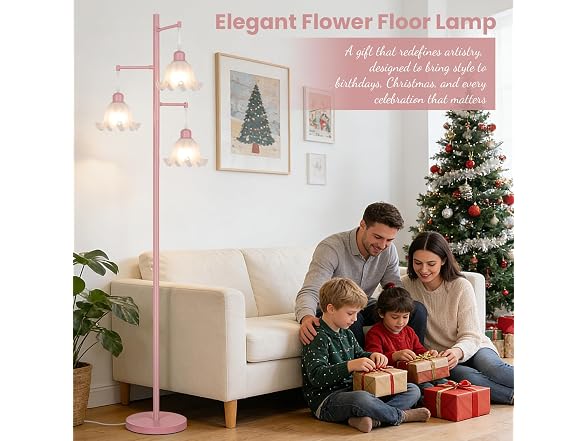 TOBUSA  Pink Flower Floor Lamp for Living Room