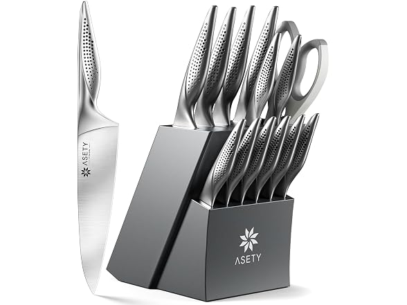 ASETY 15 PCS Stainless Steel Knife Set