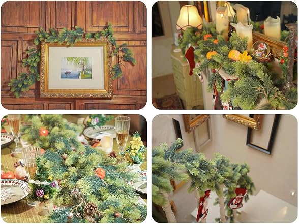 GLIoFvTe 6ft Christmas Garland, Fake Pin