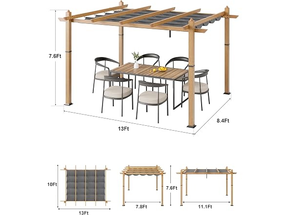 Garvee 10x13 ft Outdoor Pergola