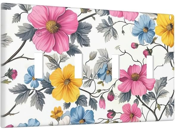 Floral Quad Toggle Switch Cover 4Gang