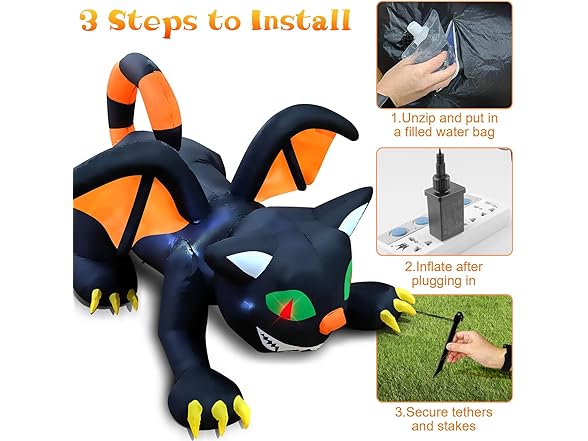 6FT Halloween Inflatables Black Cat