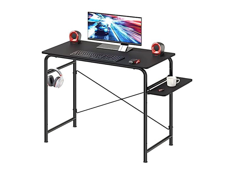SHW Small Gaming Home Office Computer Desk with Shelf