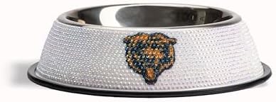 The Memory Company Officially Licensed Stainless Steel Pet Bowl, Premium Bling Team Logo Dog & Cat Food & Water Dish, Non-Slip Rubber Base, for Large/Small Breeds